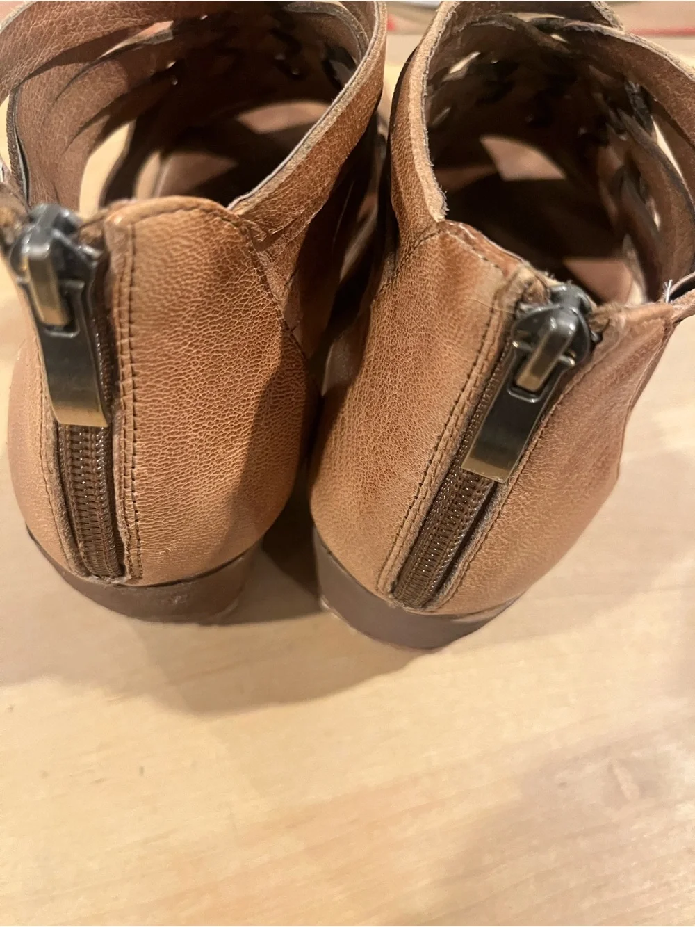 Antelope Cognac Braided Leather Wedge Sandals